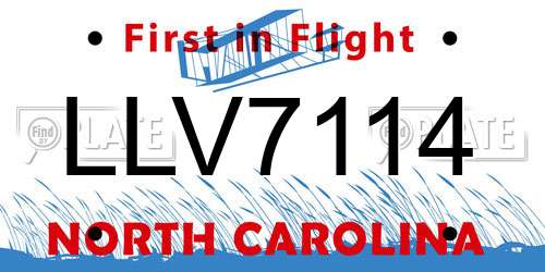LLV7114 North Carolina License Plate