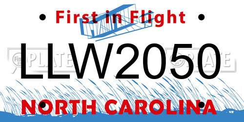 LLW2050 North Carolina License Plate