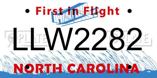 LLW2282 North Carolina License Plate