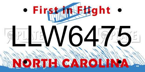 LLW6475 North Carolina License Plate