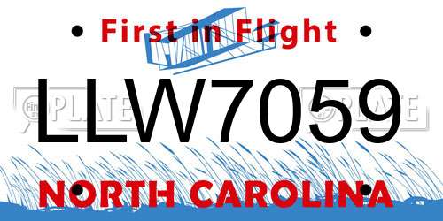 LLW7059 North Carolina License Plate