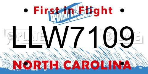 LLW7109 North Carolina License Plate