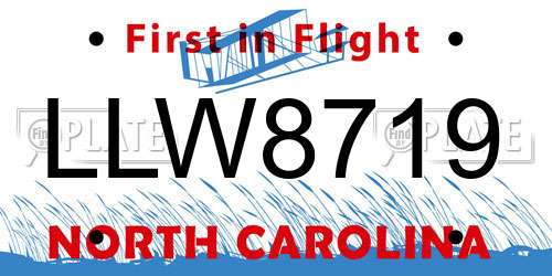 LLW8719 North Carolina License Plate
