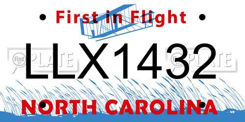 LLX1432 North Carolina License Plate