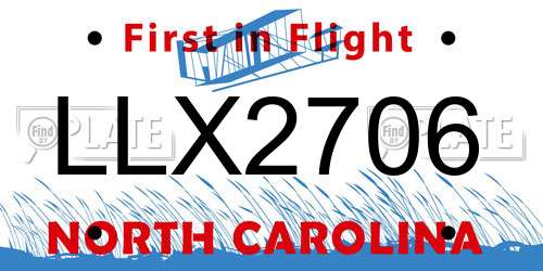 LLX2706 North Carolina License Plate