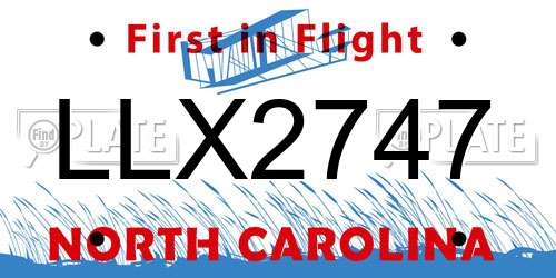 LLX2747 North Carolina License Plate