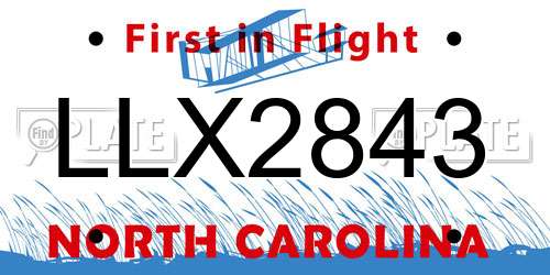 LLX2843 North Carolina License Plate