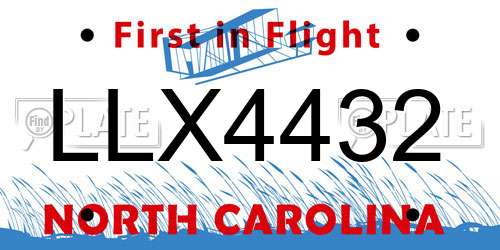 LLX4432 North Carolina License Plate