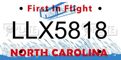 LLX5818 North Carolina License Plate
