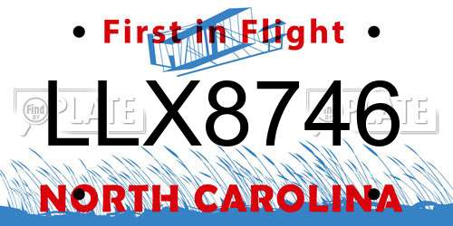 LLX8746 North Carolina License Plate