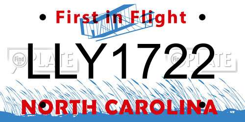 LLY1722 North Carolina License Plate