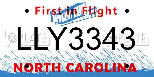 LLY3343 North Carolina License Plate