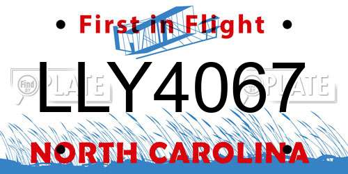 LLY4067 North Carolina License Plate