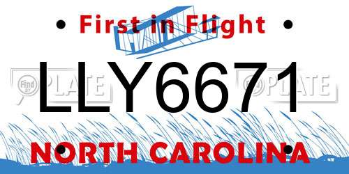 LLY6671 North Carolina License Plate