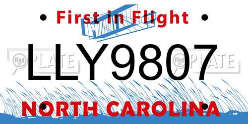 LLY9807 North Carolina License Plate