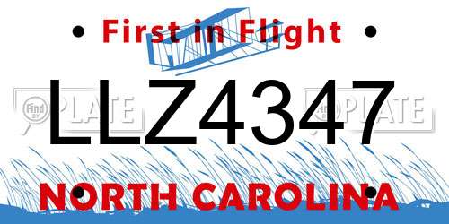 LLZ4347 North Carolina License Plate