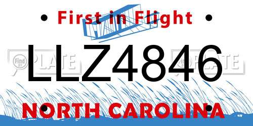 LLZ4846 North Carolina License Plate