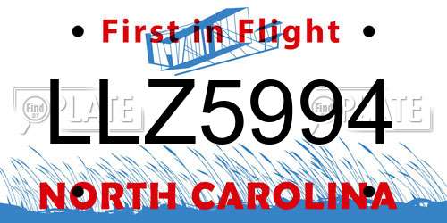 LLZ5994 North Carolina License Plate