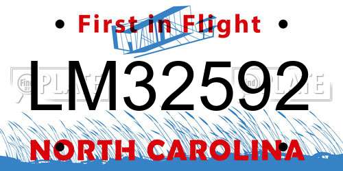 LM32592 North Carolina License Plate