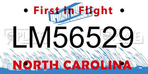LM56529 North Carolina License Plate