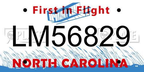 LM56829 North Carolina License Plate