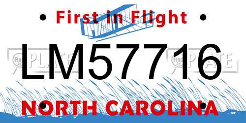 LM57716 North Carolina License Plate