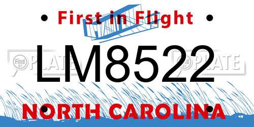 LM8522 North Carolina License Plate