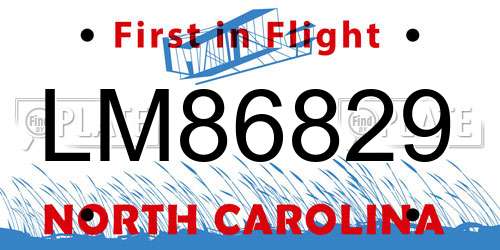 LM86829 North Carolina License Plate