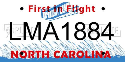 LMA1884 North Carolina License Plate