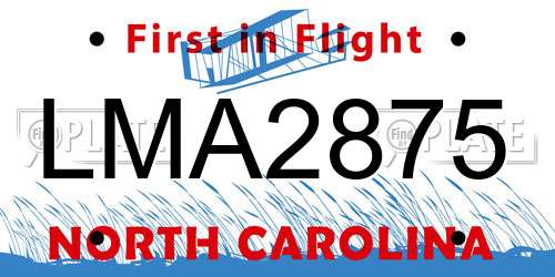 LMA2875 North Carolina License Plate