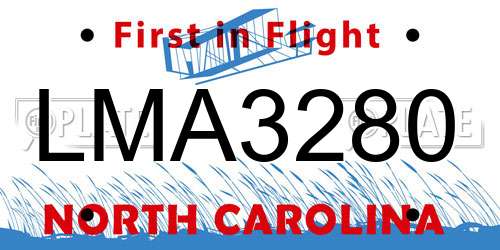 LMA3280 North Carolina License Plate