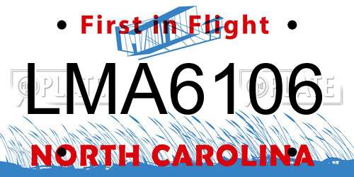 LMA6106 North Carolina License Plate