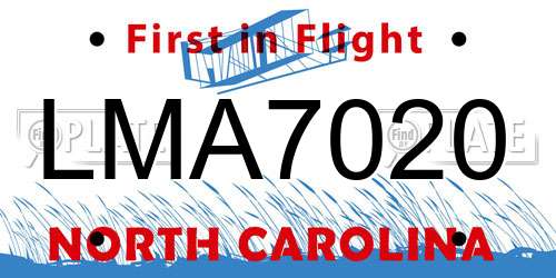 LMA7020 North Carolina License Plate