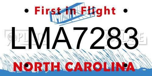 LMA7283 North Carolina License Plate
