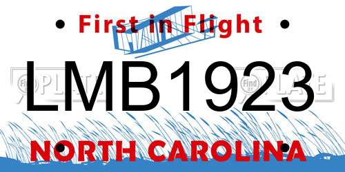 LMB1923 North Carolina License Plate