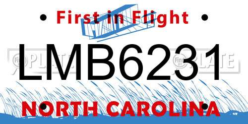 LMB6231 North Carolina License Plate