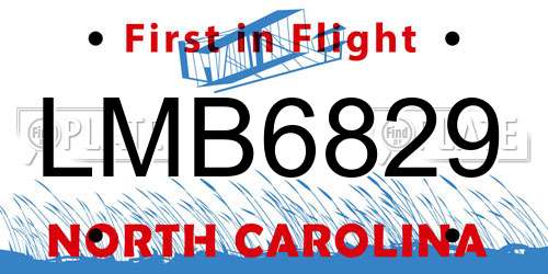 LMB6829 North Carolina License Plate