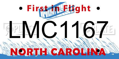 LMC1167 North Carolina License Plate