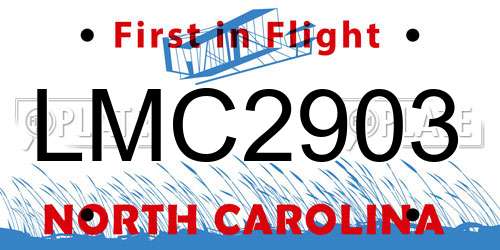 LMC2903 North Carolina License Plate