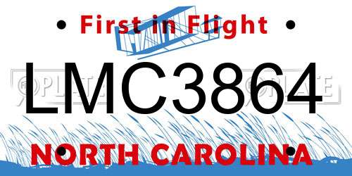 LMC3864 North Carolina License Plate