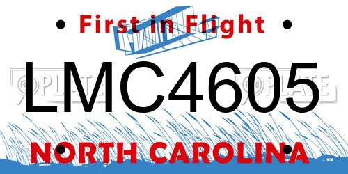 LMC4605 North Carolina License Plate