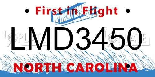 LMD3450 North Carolina License Plate