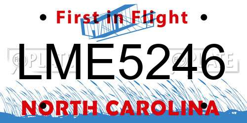LME5246 North Carolina License Plate