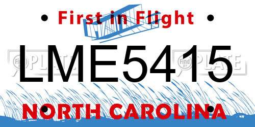 LME5415 North Carolina License Plate