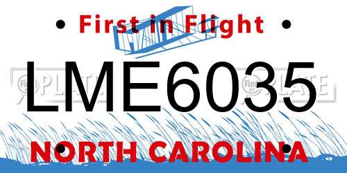 LME6035 North Carolina License Plate