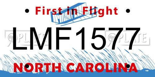 LMF1577 North Carolina License Plate