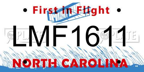 LMF1611 North Carolina License Plate