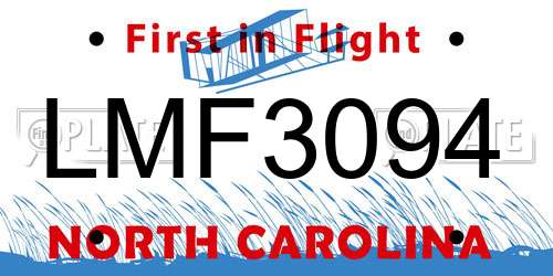 LMF3094 North Carolina License Plate