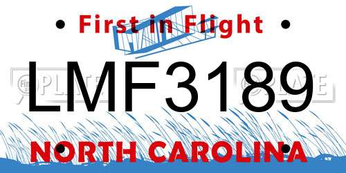 LMF3189 North Carolina License Plate