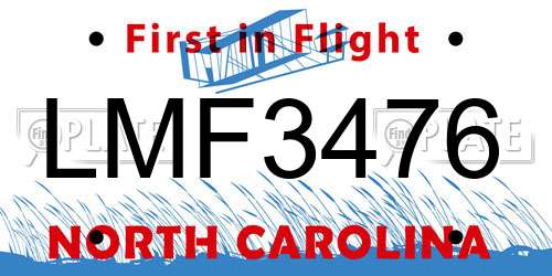 LMF3476 North Carolina License Plate